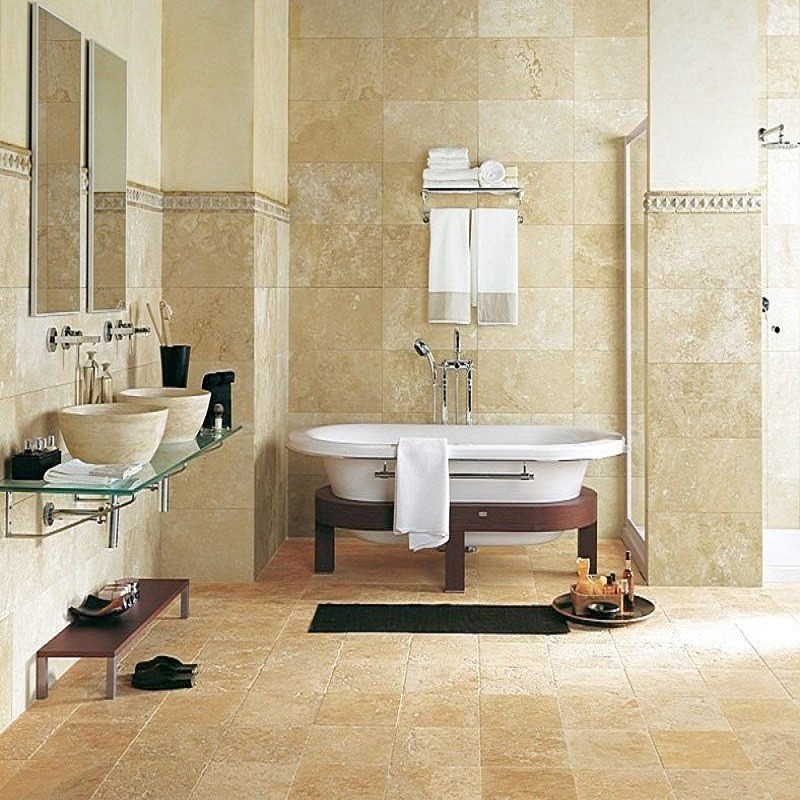 Salle de bain pierre naturelle travertin magasin Martigues - EOS CARRELAGE